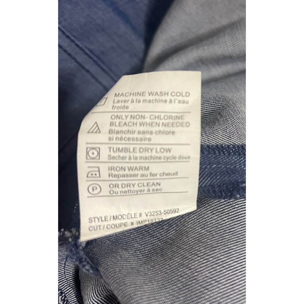 Vince S Chambray Mini Dress Blue V Neck Realxed Fit Tunic Pockets Shift - Picture 7 of 8